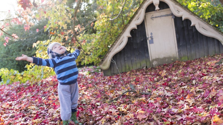 Child playing, Scotney Castle, Autumn